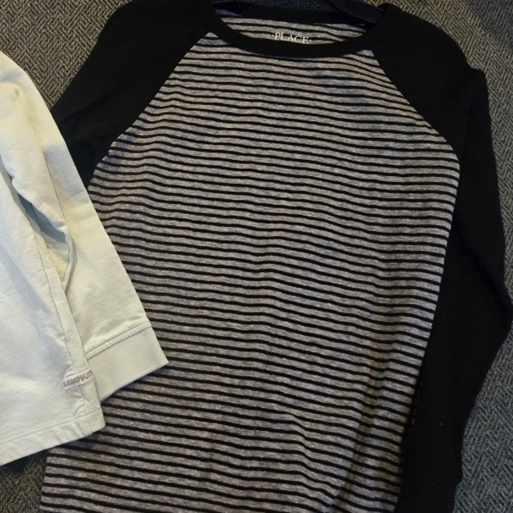 The Children's Place Black and Gray Striped Long Sleeve Tee